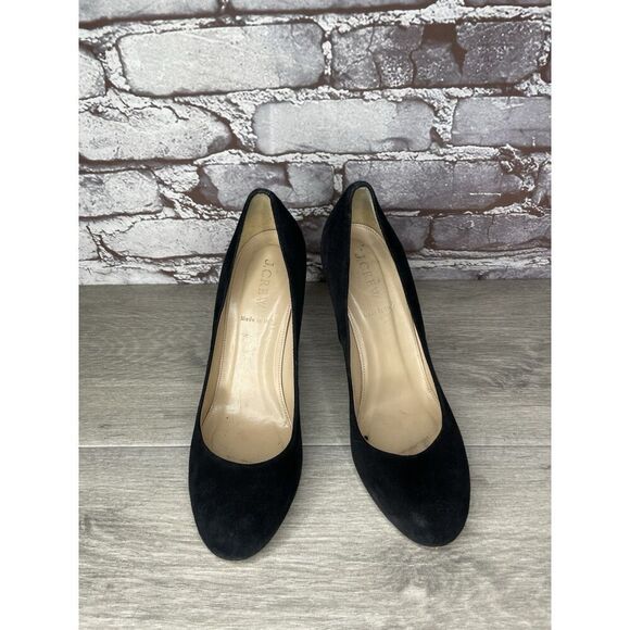 J.Crew Classic Black Suede Block Heel Round Toe Pump Heel Shoe Women Sz 8M US/39 - Picture 11 of 16